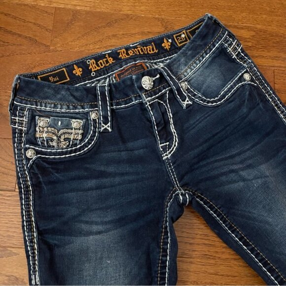 NWOT Rock Revival Yui Dark-wash Skinny Jeans 26 - Picture 3 of 6